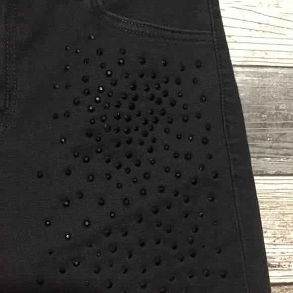 J Brand Alana Studded High Rise Skinny Jeans 26 (Inseam 27.5) Black Raw Hem - Picture 10 of 12